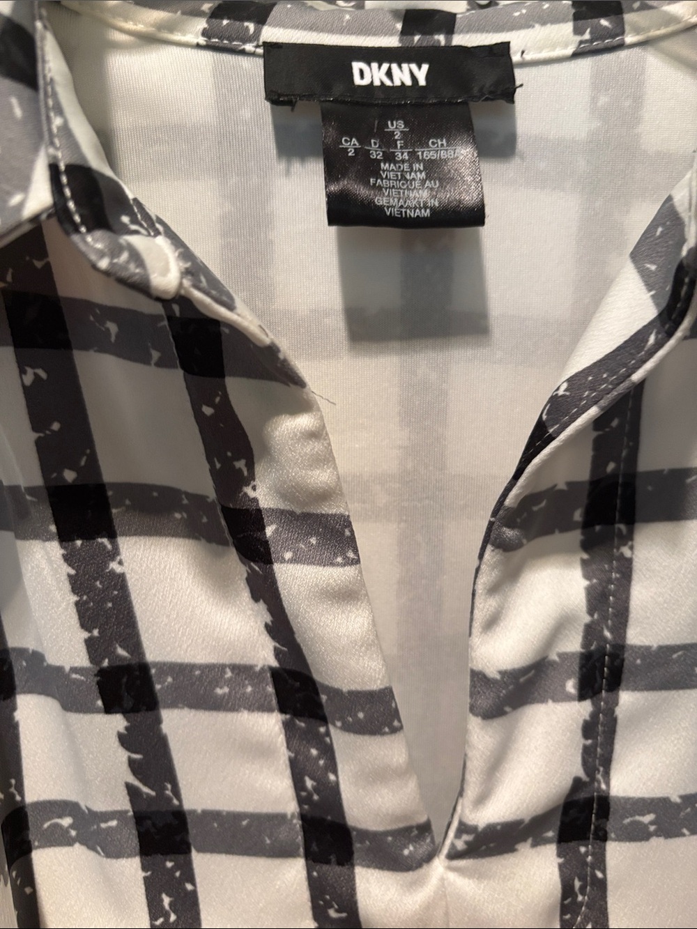 DKNY Black and White Plaid Midi Tie-Waist Dress Size 2 - Picture 2 of 5